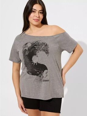 Torrid | Jim Henson's Labyrinth Heather Grey Off-Shoulder Tee Cotton | Size 0